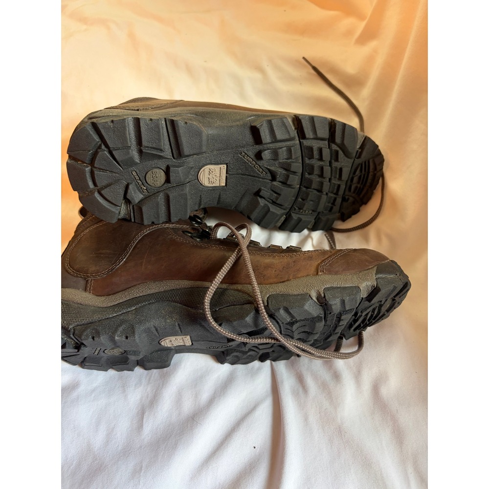 Timberland White Ledge Hiking Boots Women 8.5 Gorpcore Waterproof Brown Leather - Picture 4 of 5